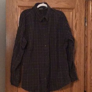 Men’s gray Jaspe’ Twill St. John’s Bay plaid long sleeve button down shirt XL